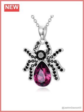 925 Sterling Silver Spider Pendant Necklace 18in Adjustable Chain